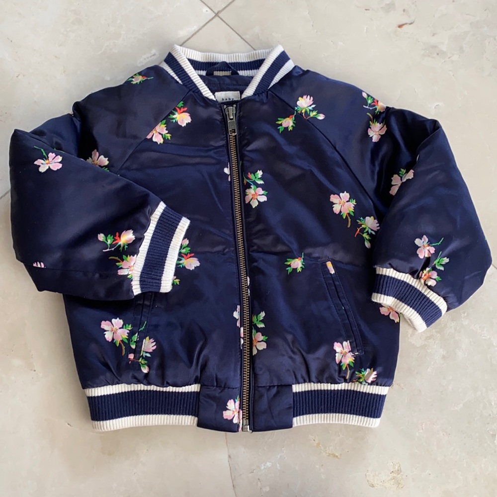 Baby Gap Navy Floral Bomber Jacket